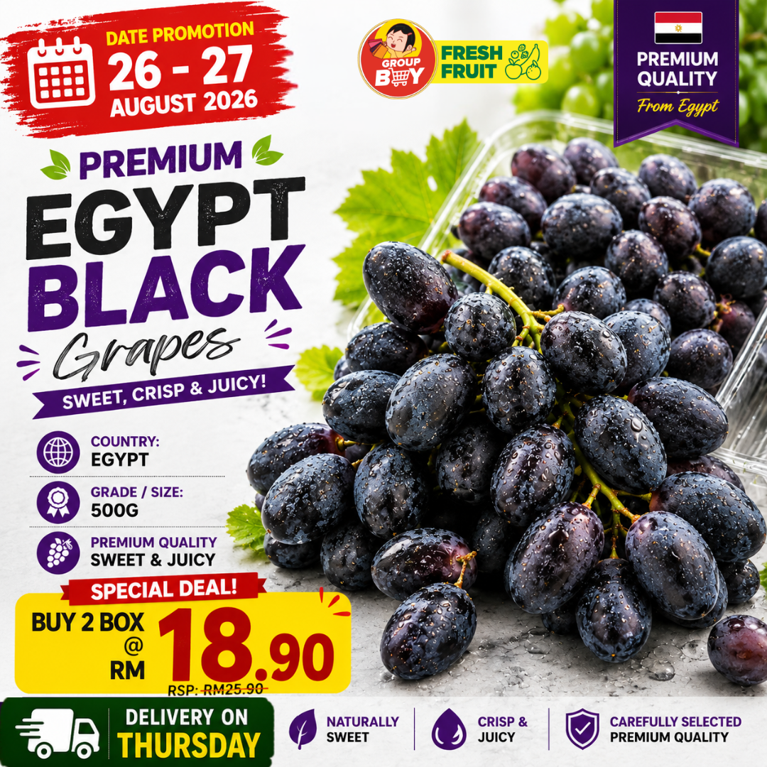 (FRUITS) PREMIUM EGYPT BLACK GRAPES 500G